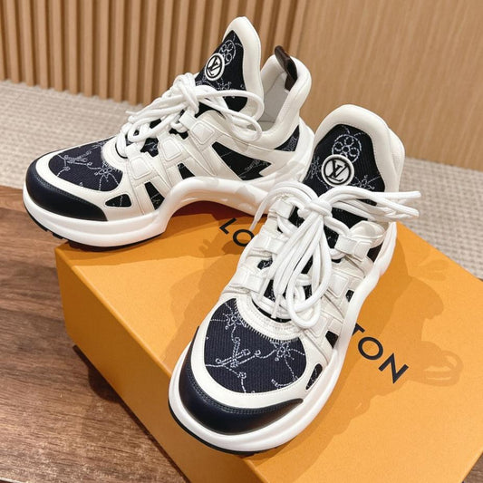 LV ARCHLIGHT SNEAKER IN WHITE MIX BLACK CALFSKIN AND MONOGRAM DENIM 101073 - 35