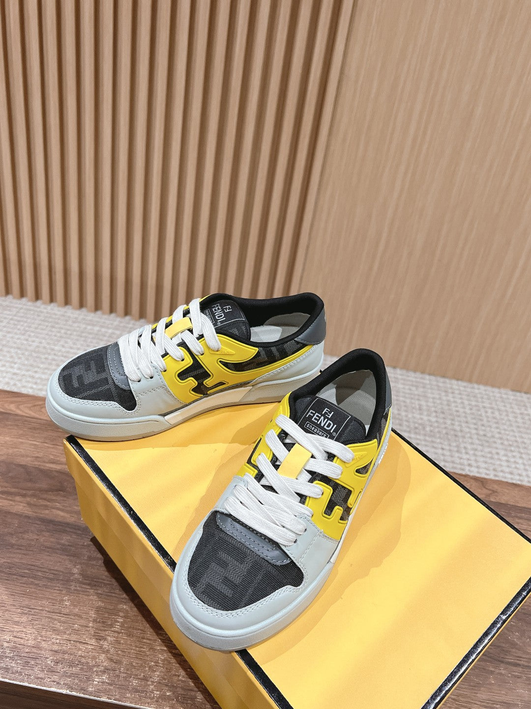 FENDI MATCH TRAINER IN MULTICOLOR CALFSKIN AND HIGH-DENSIITY FABRIC - 35