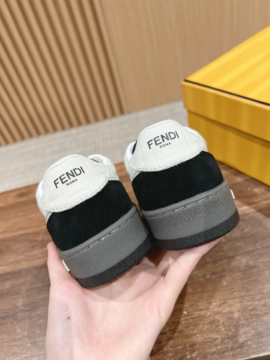 FENDI MATCH TRAINER IN BLACK MIX WHITE CALFSKIN AND HIGH-DENSIITY FABRIC - 35