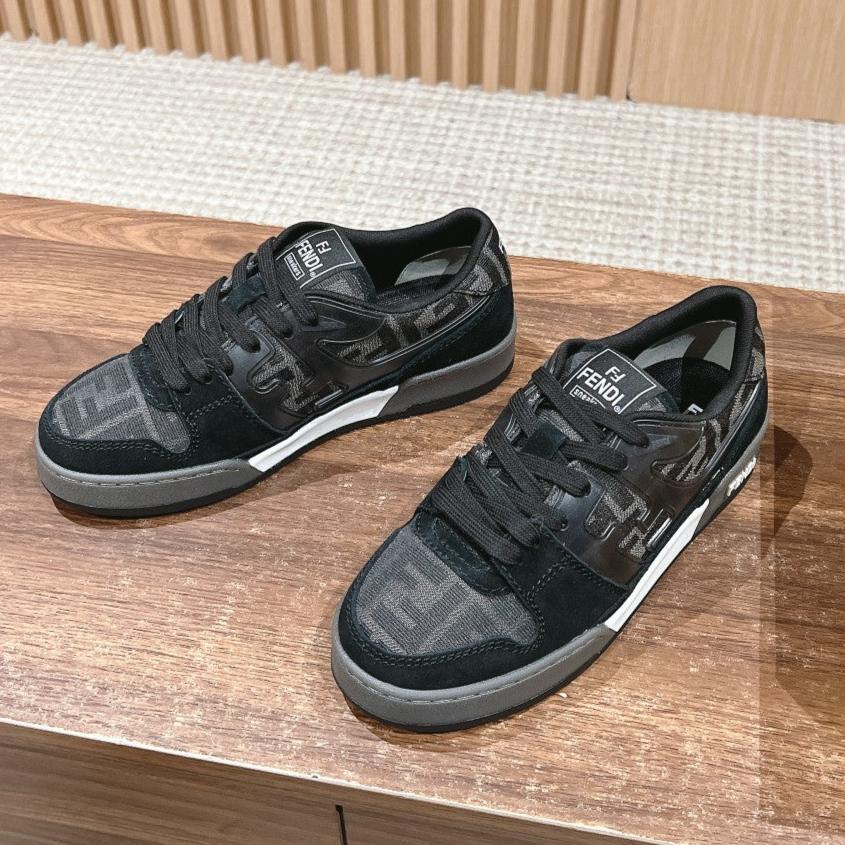 FENDI MATCH TRAINER IN BLACK CALFSKIN AND HIGH-DENSIITY FABRIC - 35