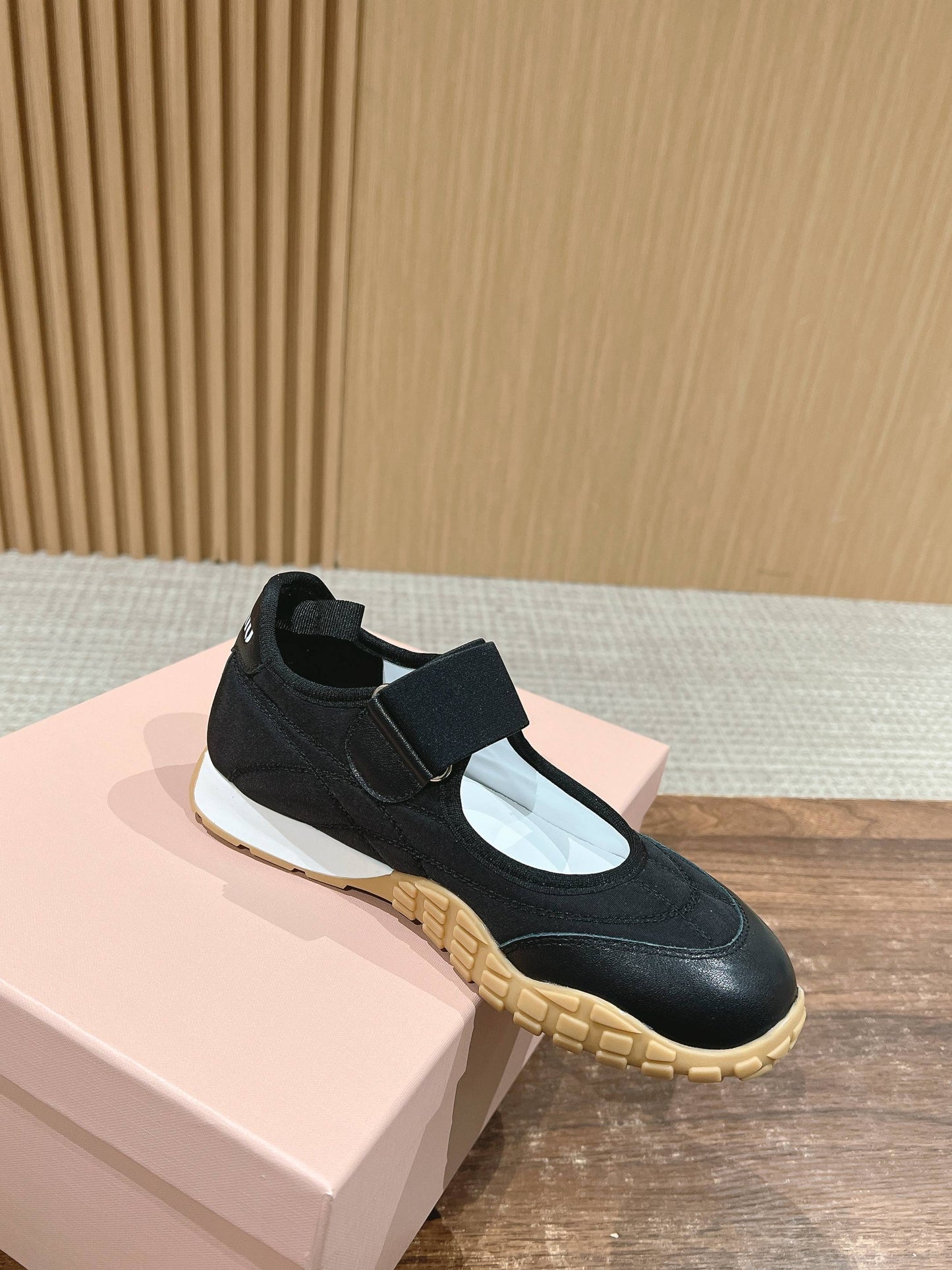BALLET SHOES IN BLACK LAMBSKIN AND FABRIC ANTI-SLIP RUBBER SOLE - 35