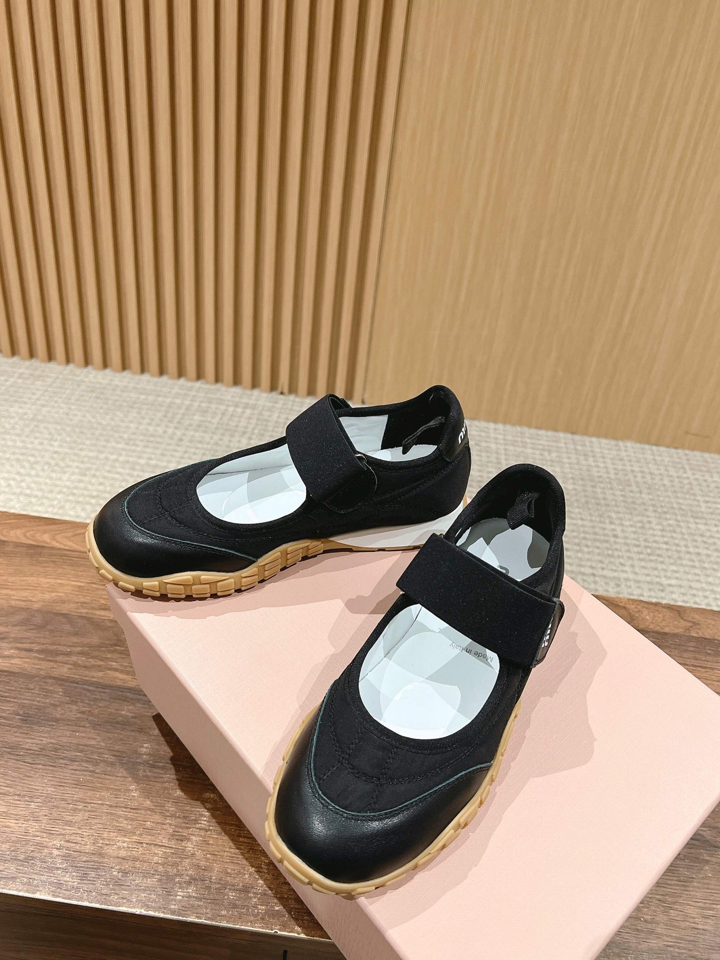 BALLET SHOES IN BLACK LAMBSKIN AND FABRIC ANTI-SLIP RUBBER SOLE - 35