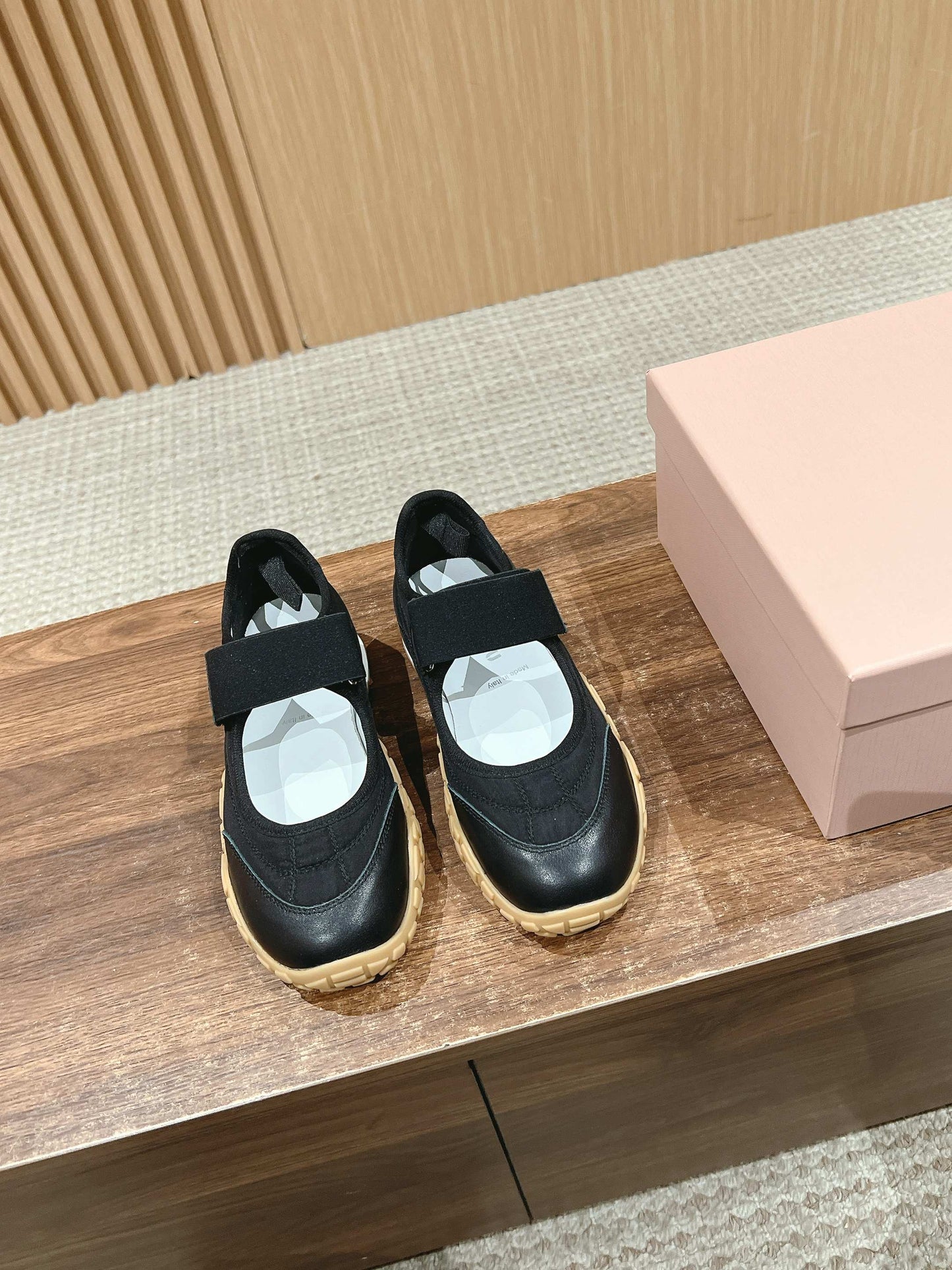 BALLET SHOES IN BLACK LAMBSKIN AND FABRIC ANTI-SLIP RUBBER SOLE - 35