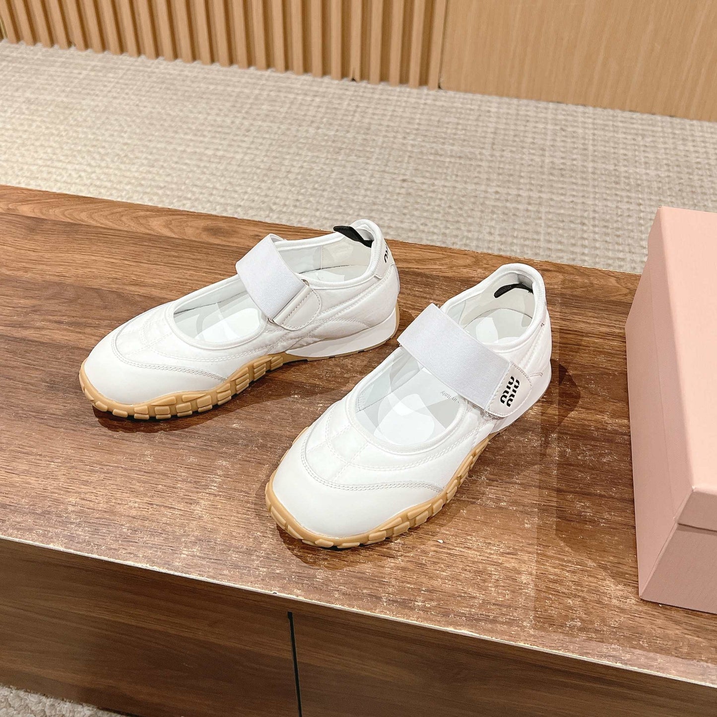 BALLET SHOES IN WHITE LAMBSKIN AND FABRIC ANTI-SLIP RUBBER SOLE - 35