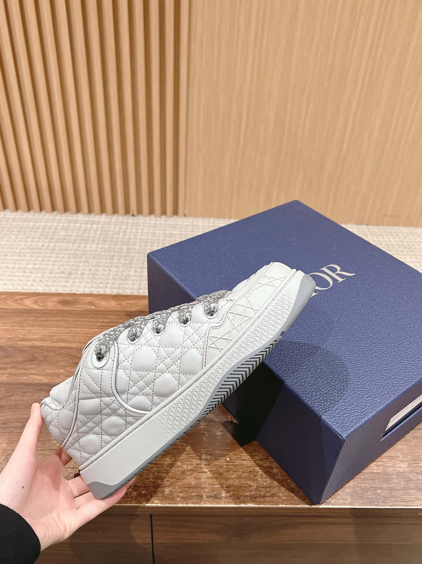BY ERL B9S SKATER SNEAKER IN PALE GRAY CANNAGE LAMBSKIN - 35