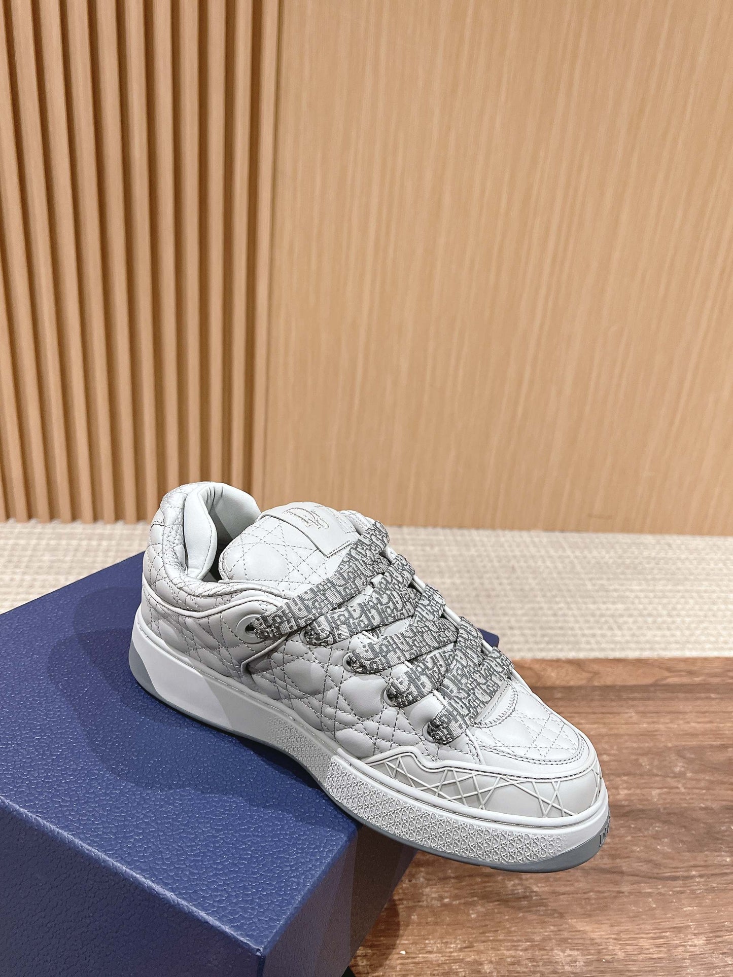 BY ERL B9S SKATER SNEAKER IN PALE GRAY CANNAGE LAMBSKIN - 35