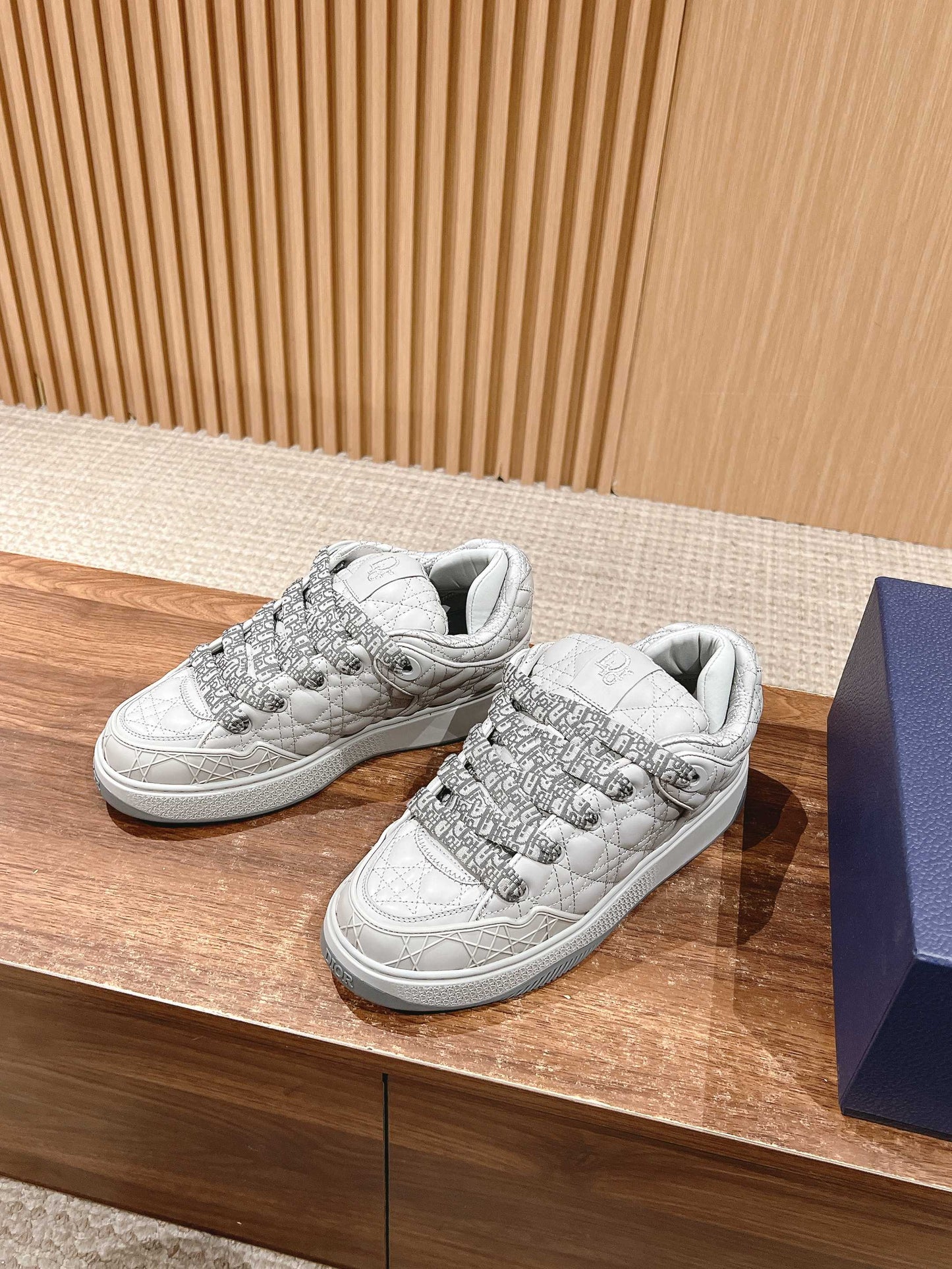 BY ERL B9S SKATER SNEAKER IN PALE GRAY CANNAGE LAMBSKIN - 35