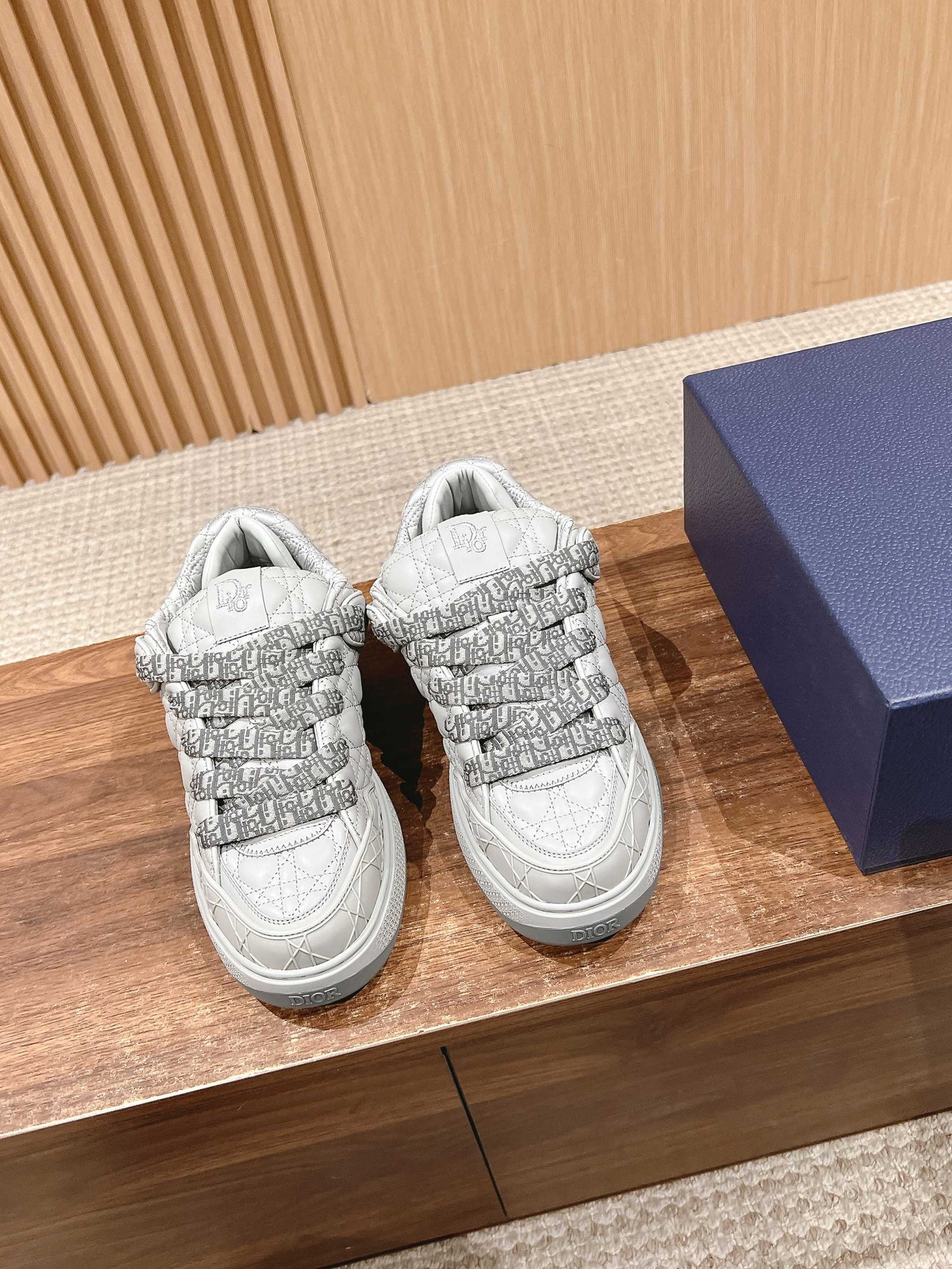 BY ERL B9S SKATER SNEAKER IN PALE GRAY CANNAGE LAMBSKIN - 35