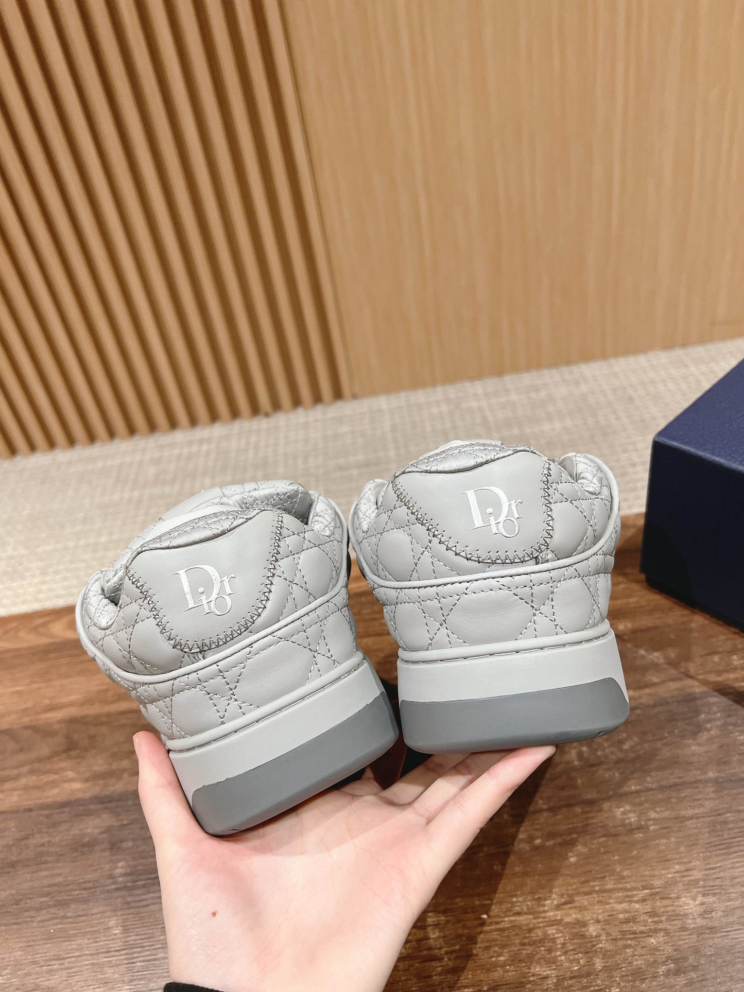 BY ERL B9S SKATER SNEAKER IN PALE GRAY CANNAGE LAMBSKIN - 35