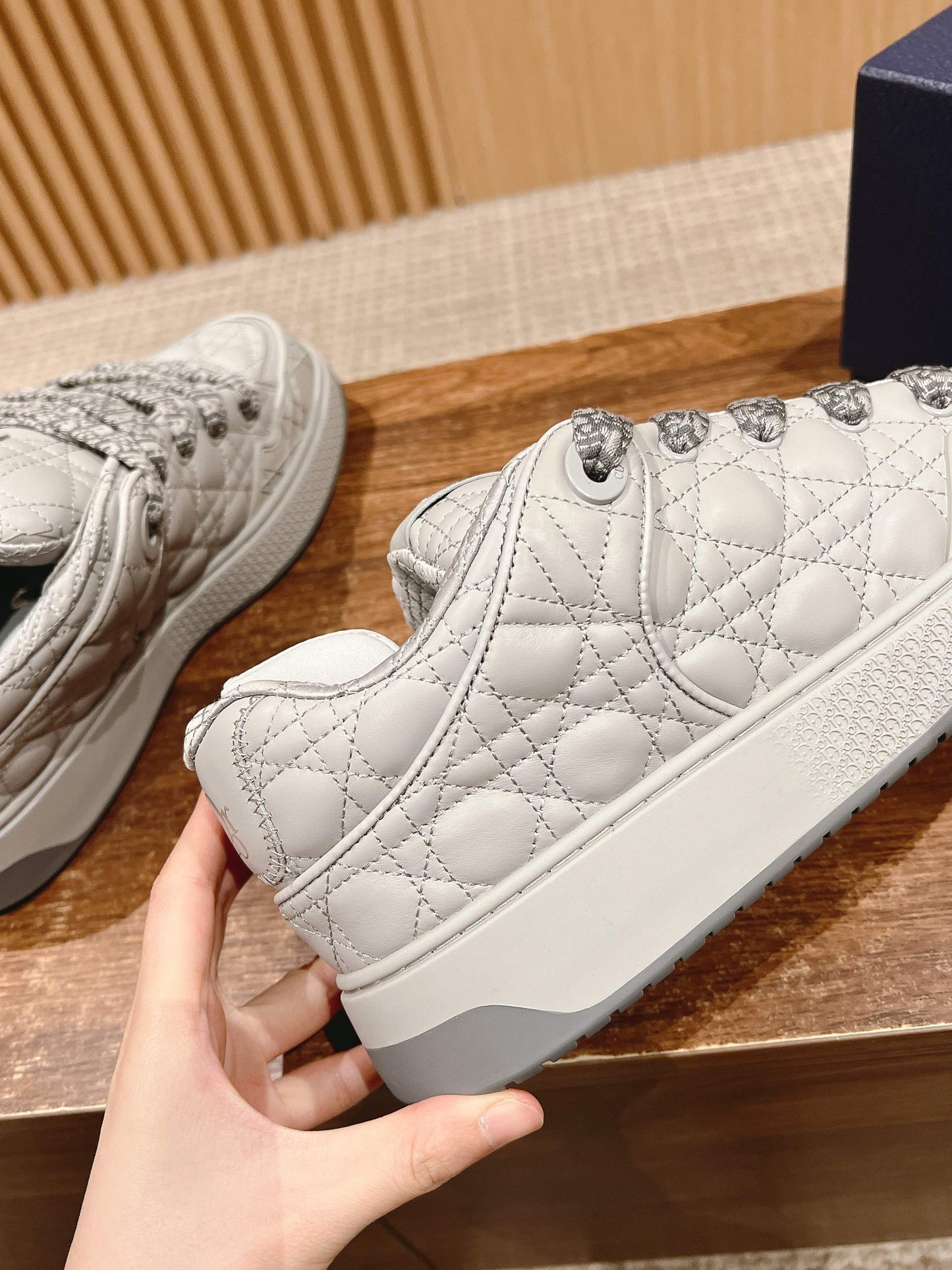 BY ERL B9S SKATER SNEAKER IN PALE GRAY CANNAGE LAMBSKIN - 35