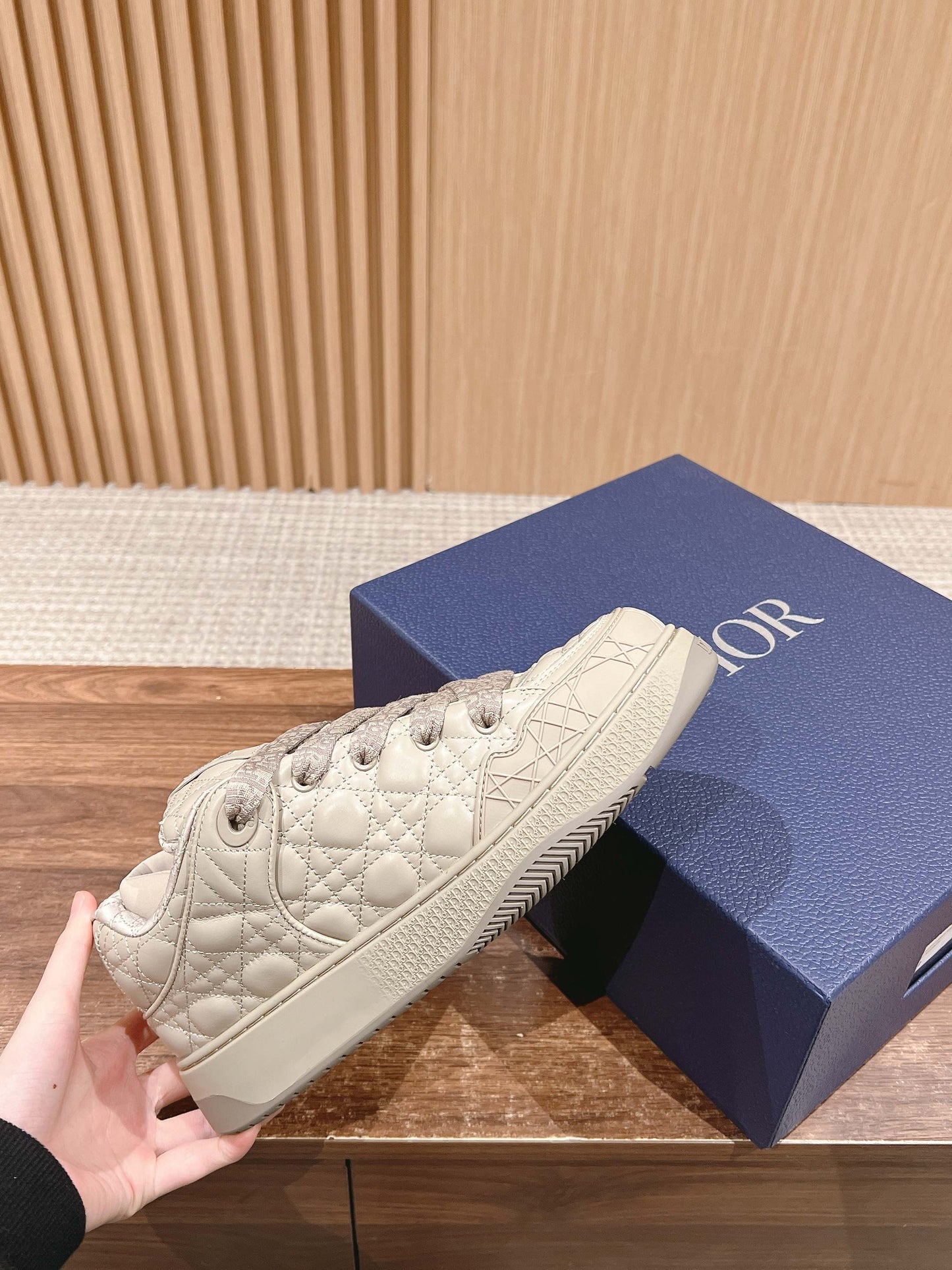 BY ERL B9S SKATER SNEAKER IN PARCHMENT BEIGE CANNAGE LAMBSKIN - 35