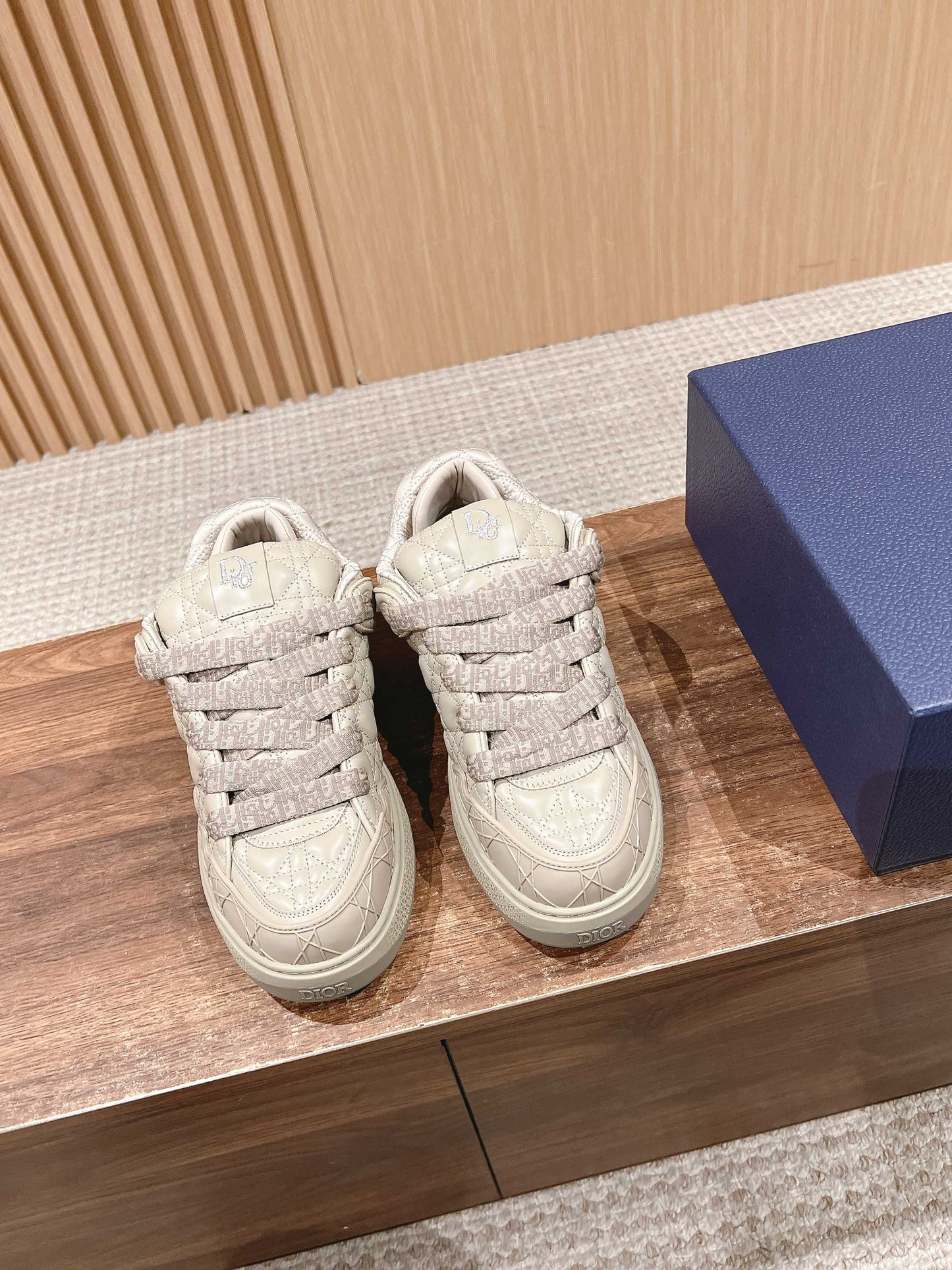 BY ERL B9S SKATER SNEAKER IN PARCHMENT BEIGE CANNAGE LAMBSKIN - 35