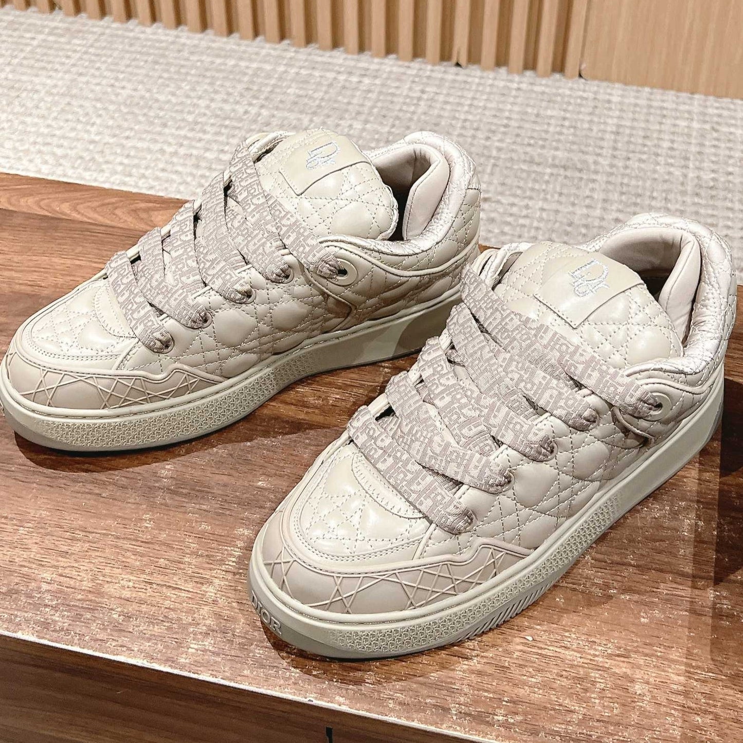 BY ERL B9S SKATER SNEAKER IN PARCHMENT BEIGE CANNAGE LAMBSKIN - 35
