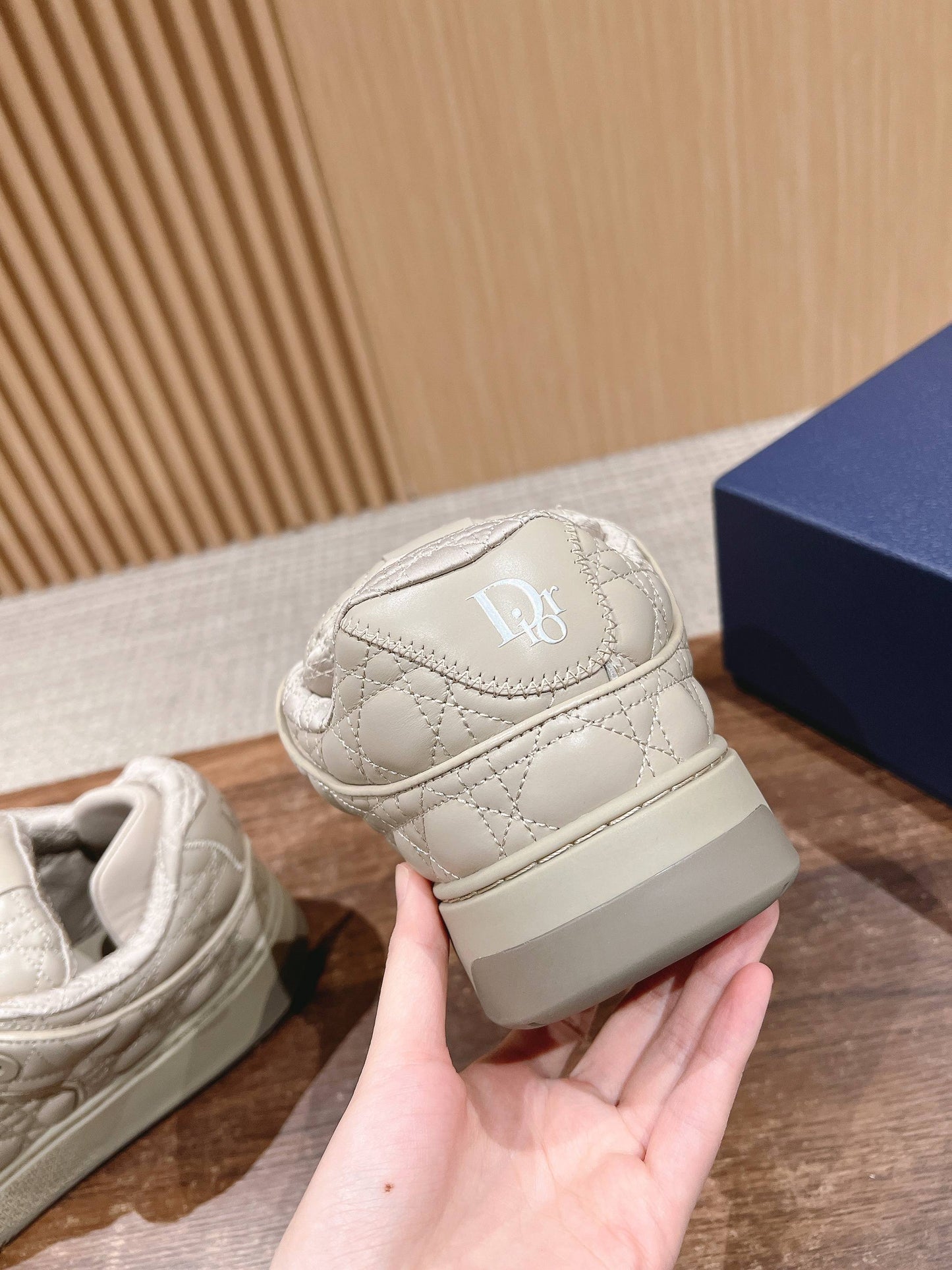 BY ERL B9S SKATER SNEAKER IN PARCHMENT BEIGE CANNAGE LAMBSKIN - 35