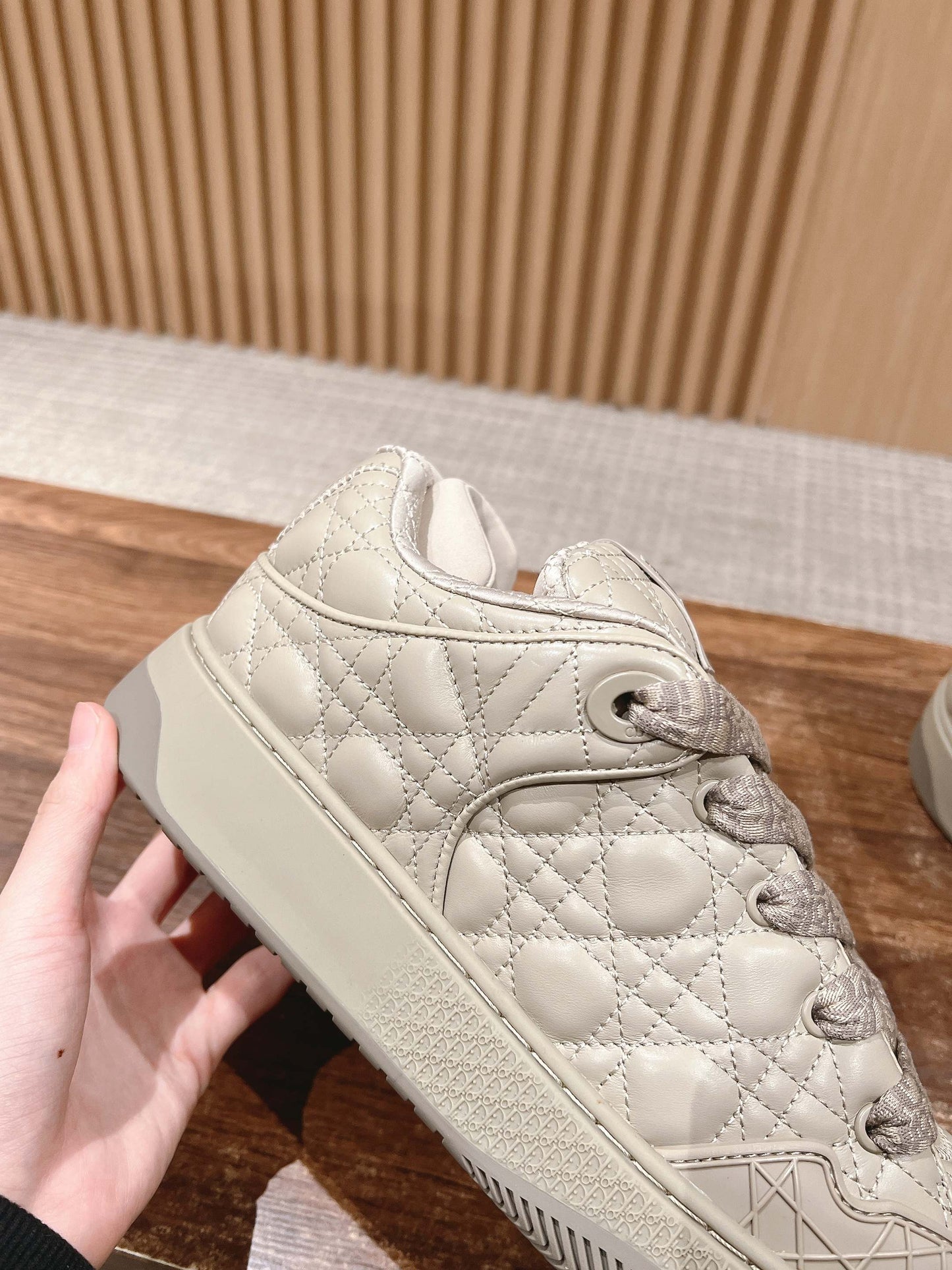 BY ERL B9S SKATER SNEAKER IN PARCHMENT BEIGE CANNAGE LAMBSKIN - 35