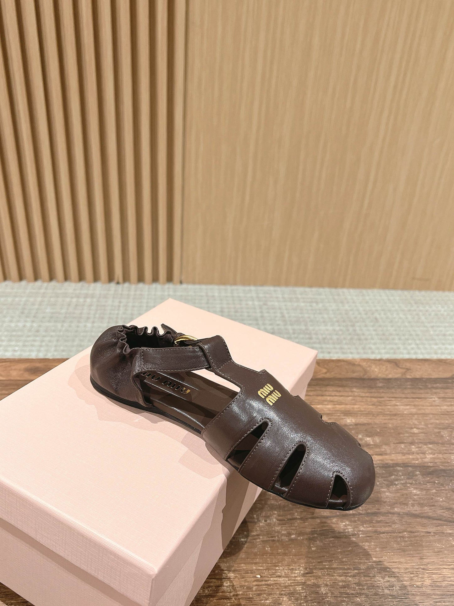 FISHERMAN BUCKLE SANDALS IN COCOA BROWN LAMBSKIN - 35