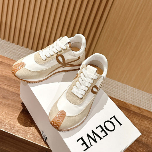 FLOW RUNNER SNEAKER IN BROWN SUEDE AND SHEEPSKIN - 35