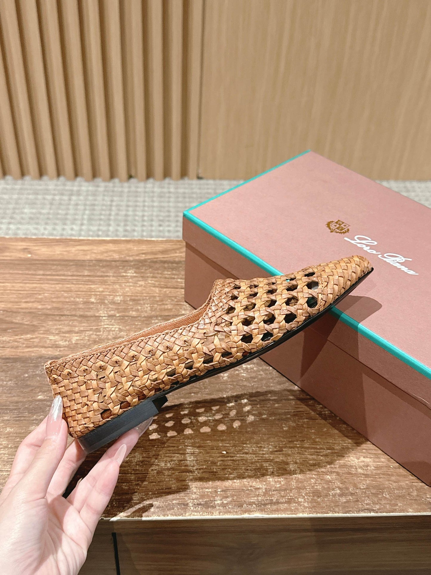 LP POINTED-TOE BALLET FLATS 25S IN LIGHT BROWN LAMBSKIN - 35