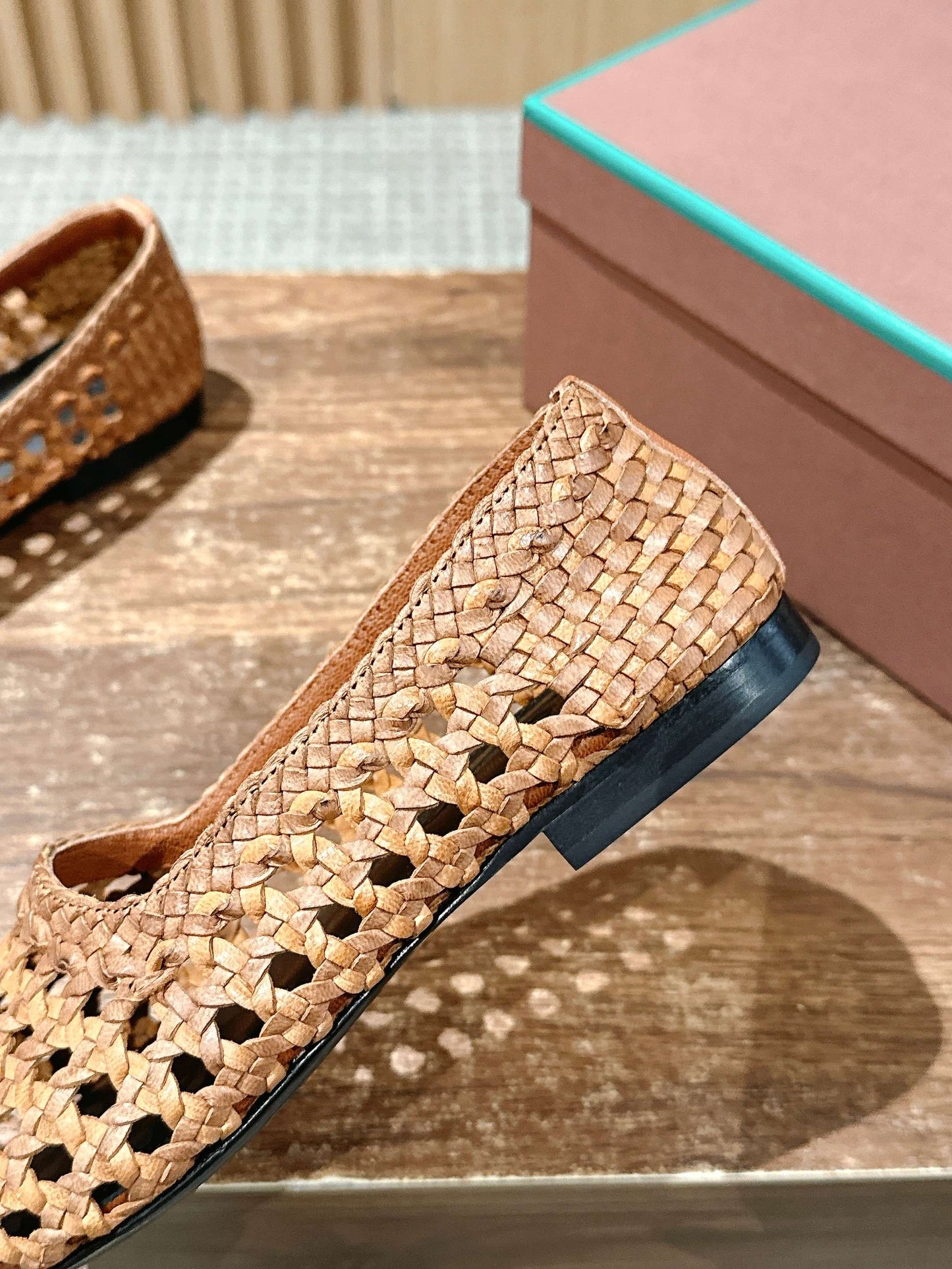 LP POINTED-TOE BALLET FLATS 25S IN LIGHT BROWN LAMBSKIN - 35