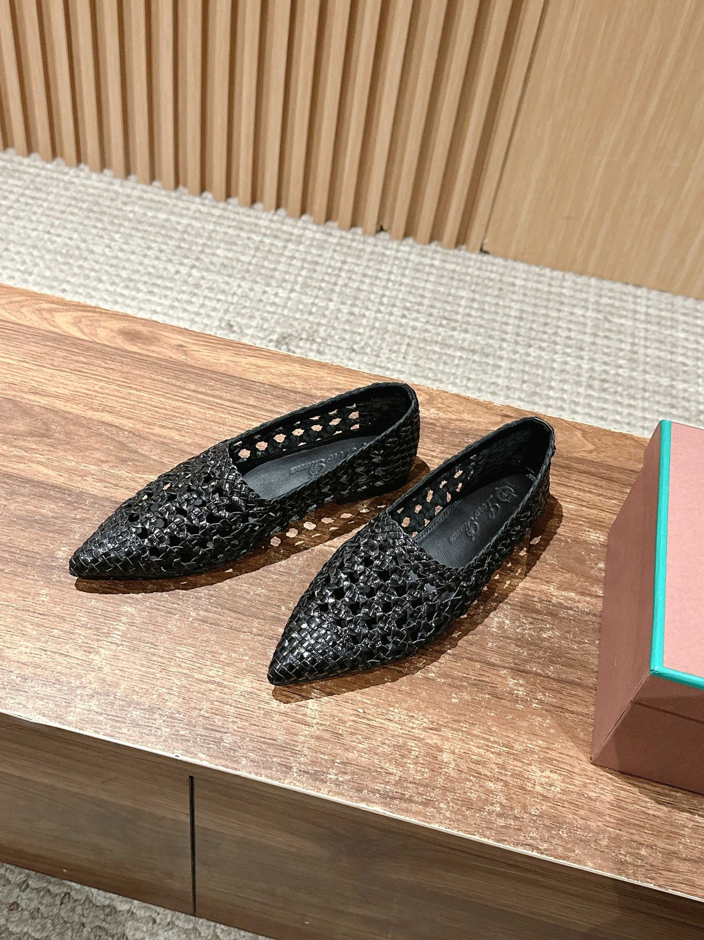 LP POINTED-TOE BALLET FLATS 25S IN BLACK LAMBSKIN - 35