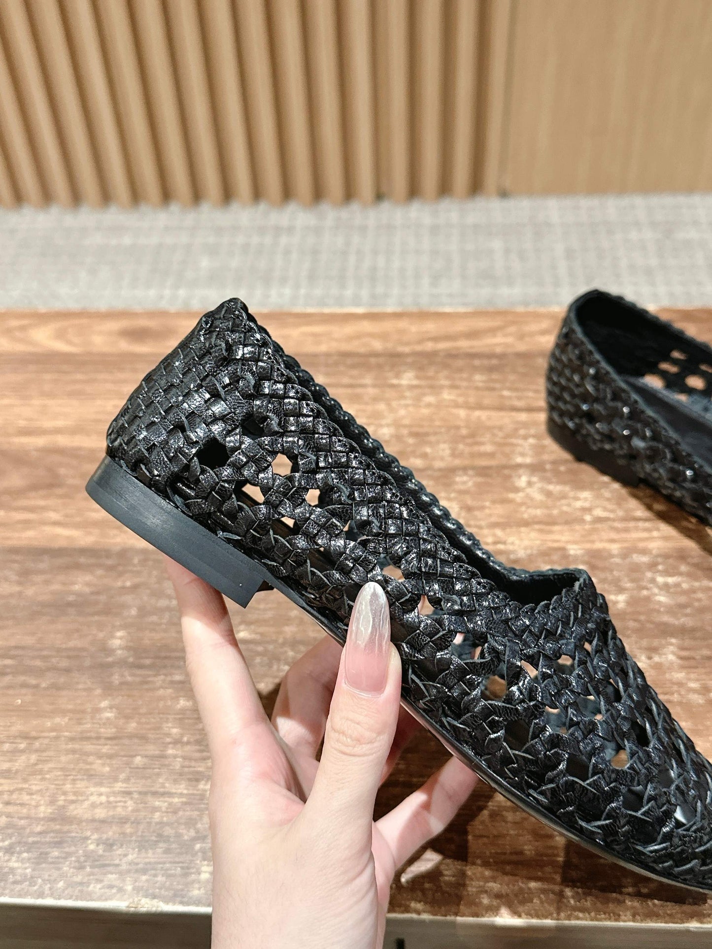 LP POINTED-TOE BALLET FLATS 25S IN BLACK LAMBSKIN - 35