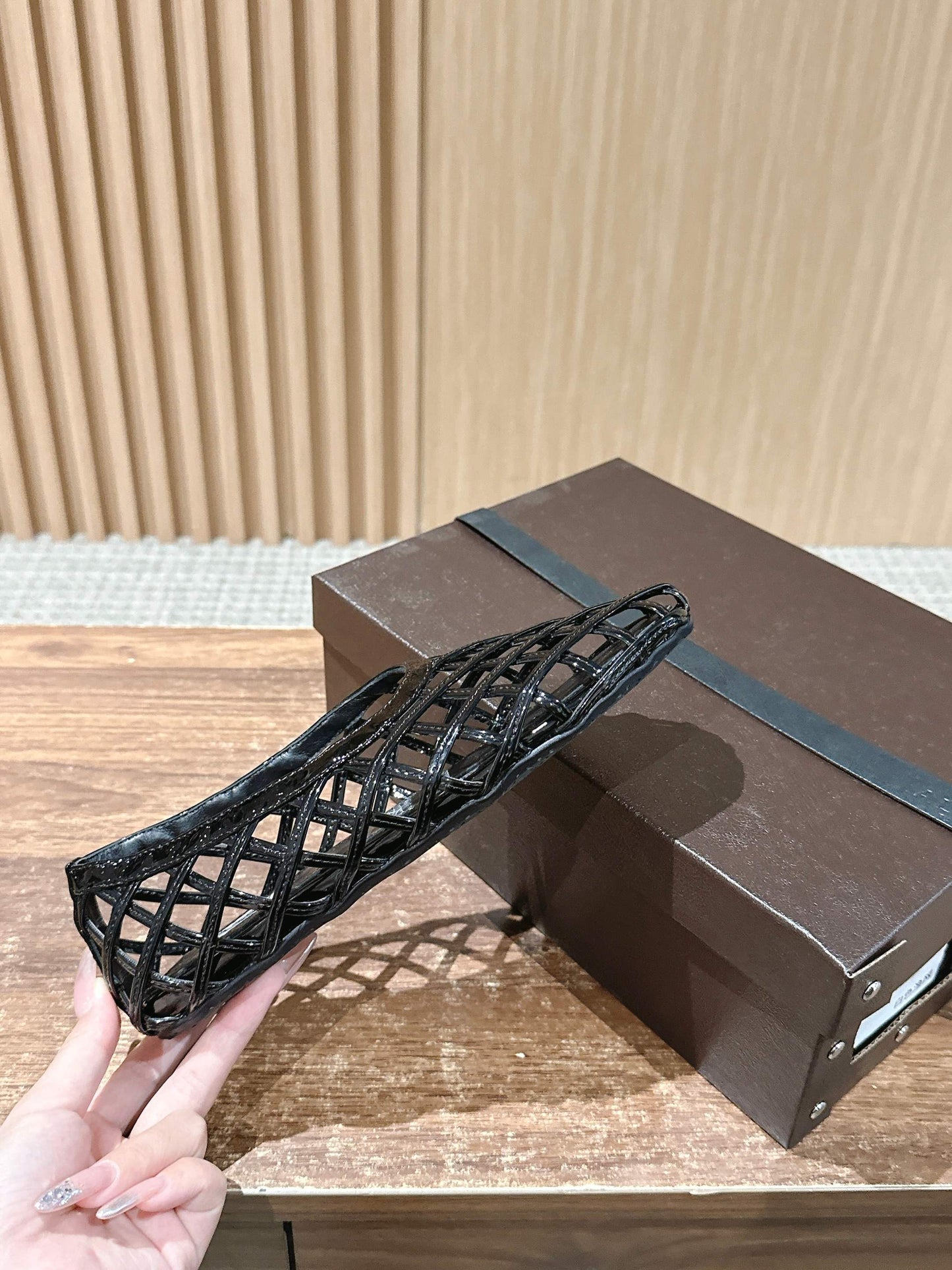 ALAIA MESH BALLET FLATS 25S IN BLACK LAMBSKIN - 35