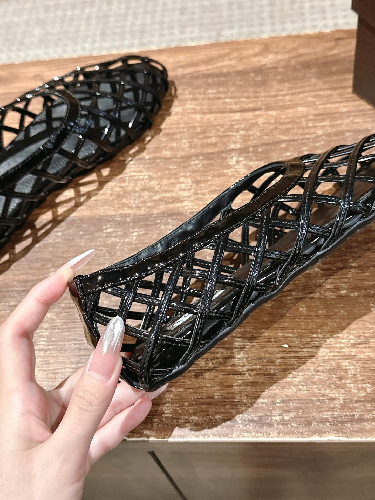 ALAIA MESH BALLET FLATS 25S IN BLACK LAMBSKIN - 35