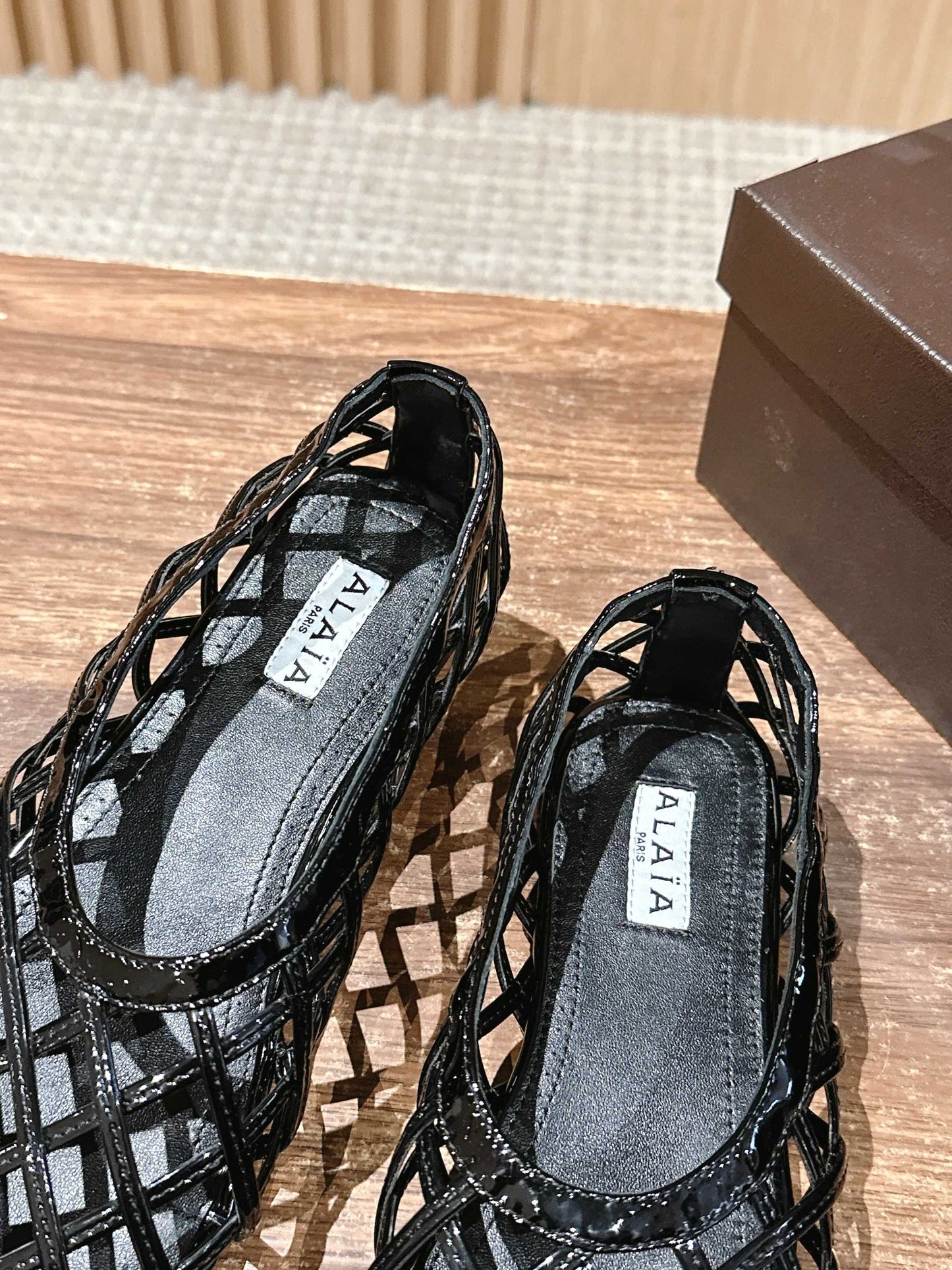 ALAIA MESH BALLET FLATS 25S IN BLACK LAMBSKIN - 35