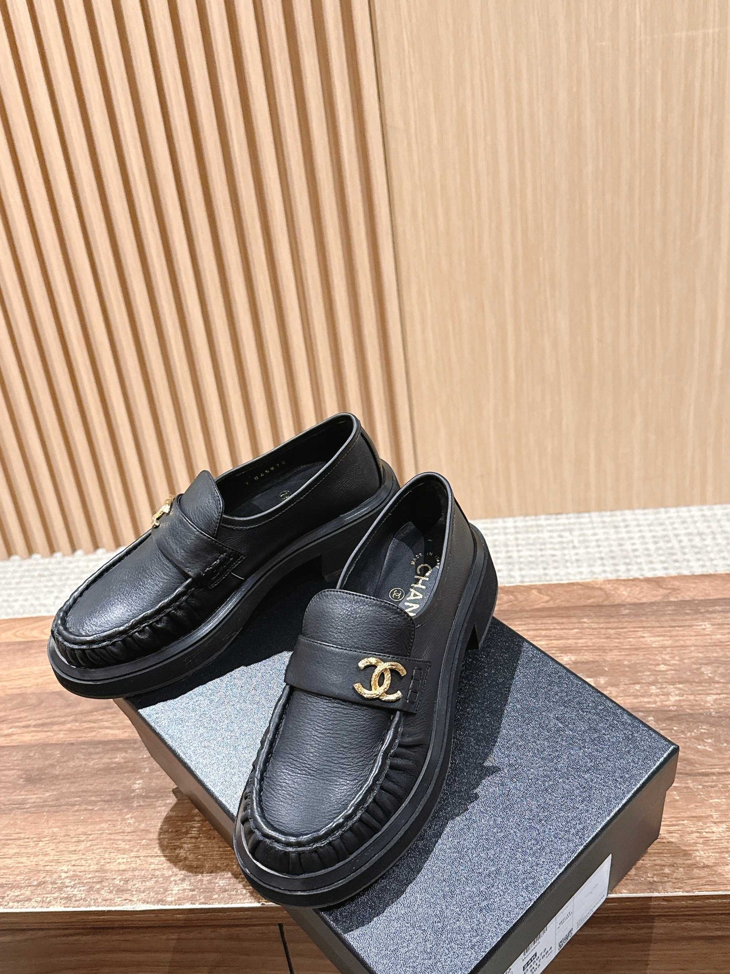 CHANEL 25S DOUBLE MONK STRAP PLEATED LOAFERS BLACK IN CALFSKIN - 35