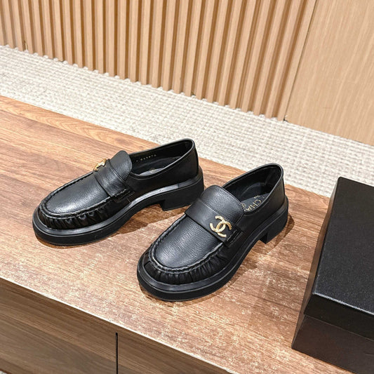 CHANEL 25S DOUBLE MONK STRAP PLEATED LOAFERS BLACK IN CALFSKIN - 35