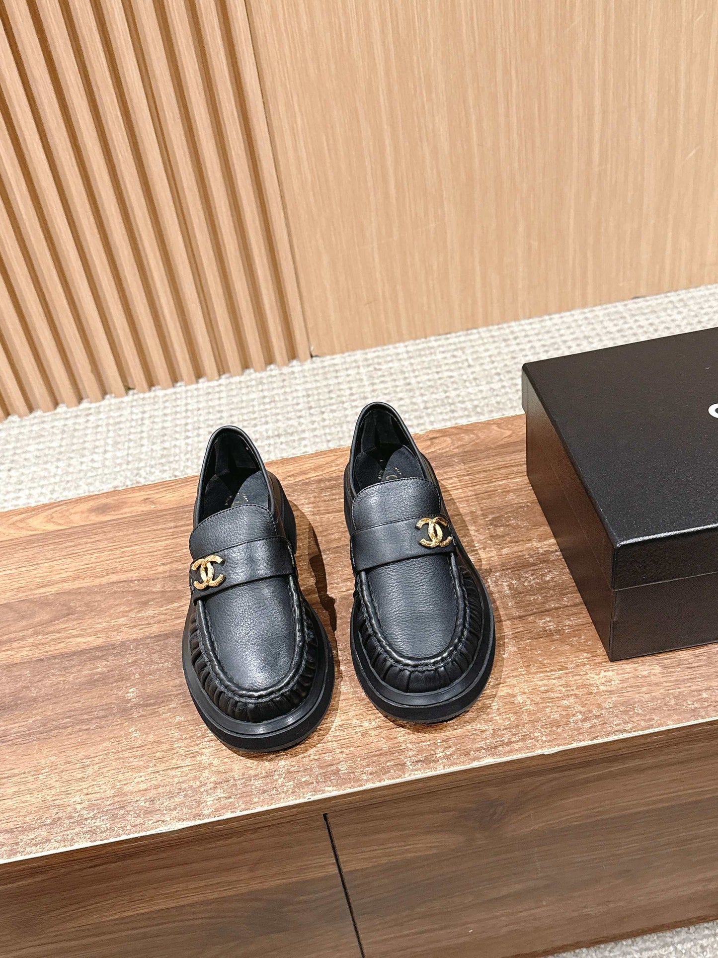 CHANEL 25S DOUBLE MONK STRAP PLEATED LOAFERS BLACK IN CALFSKIN - 35