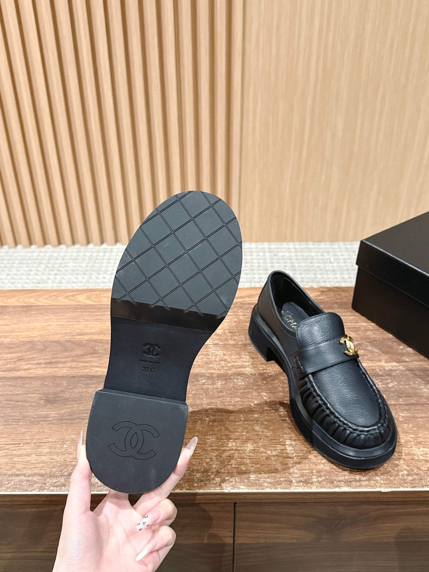 CHANEL 25S DOUBLE MONK STRAP PLEATED LOAFERS BLACK IN CALFSKIN - 35