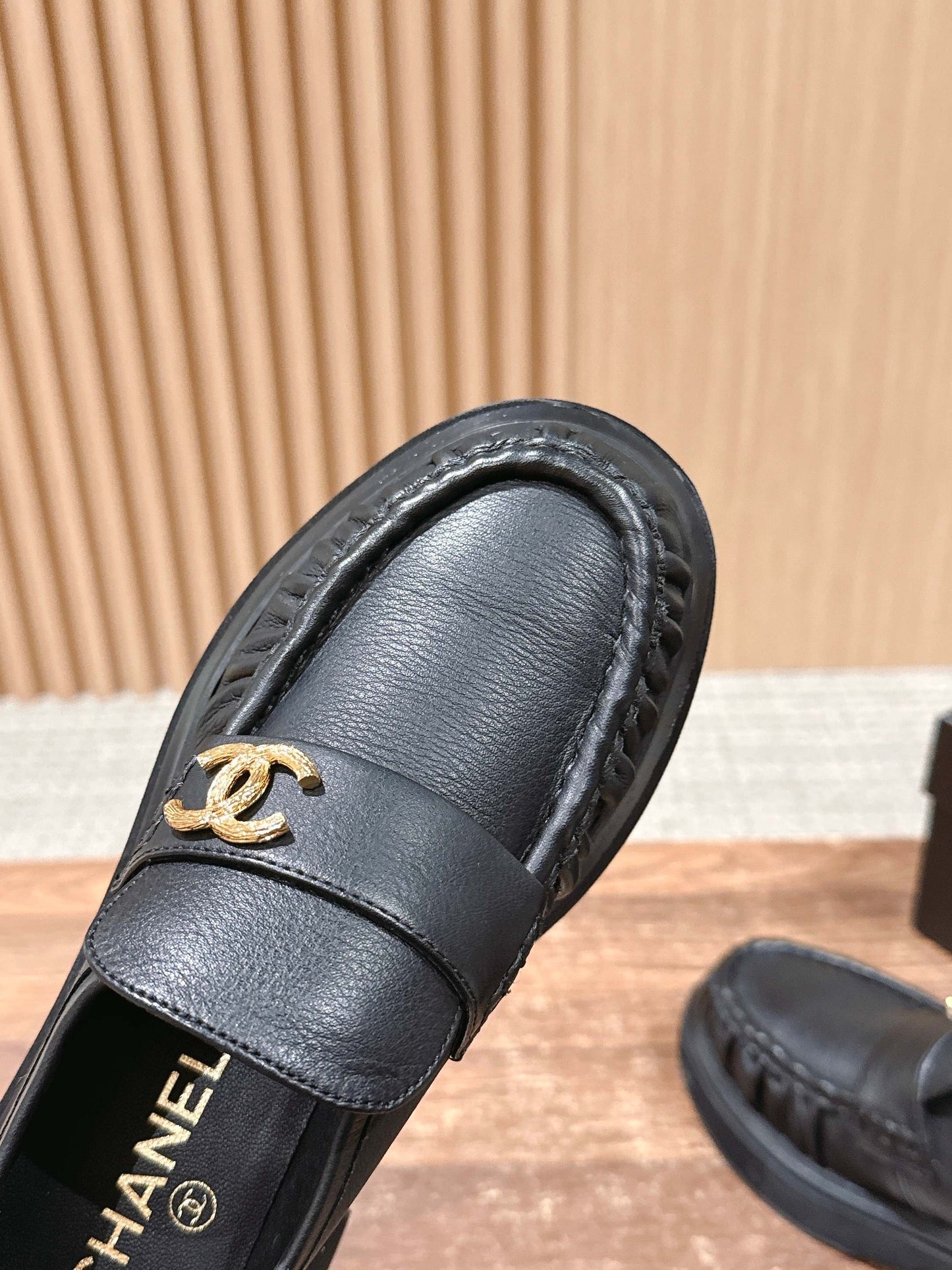 CHANEL 25S DOUBLE MONK STRAP PLEATED LOAFERS BLACK IN CALFSKIN - 35