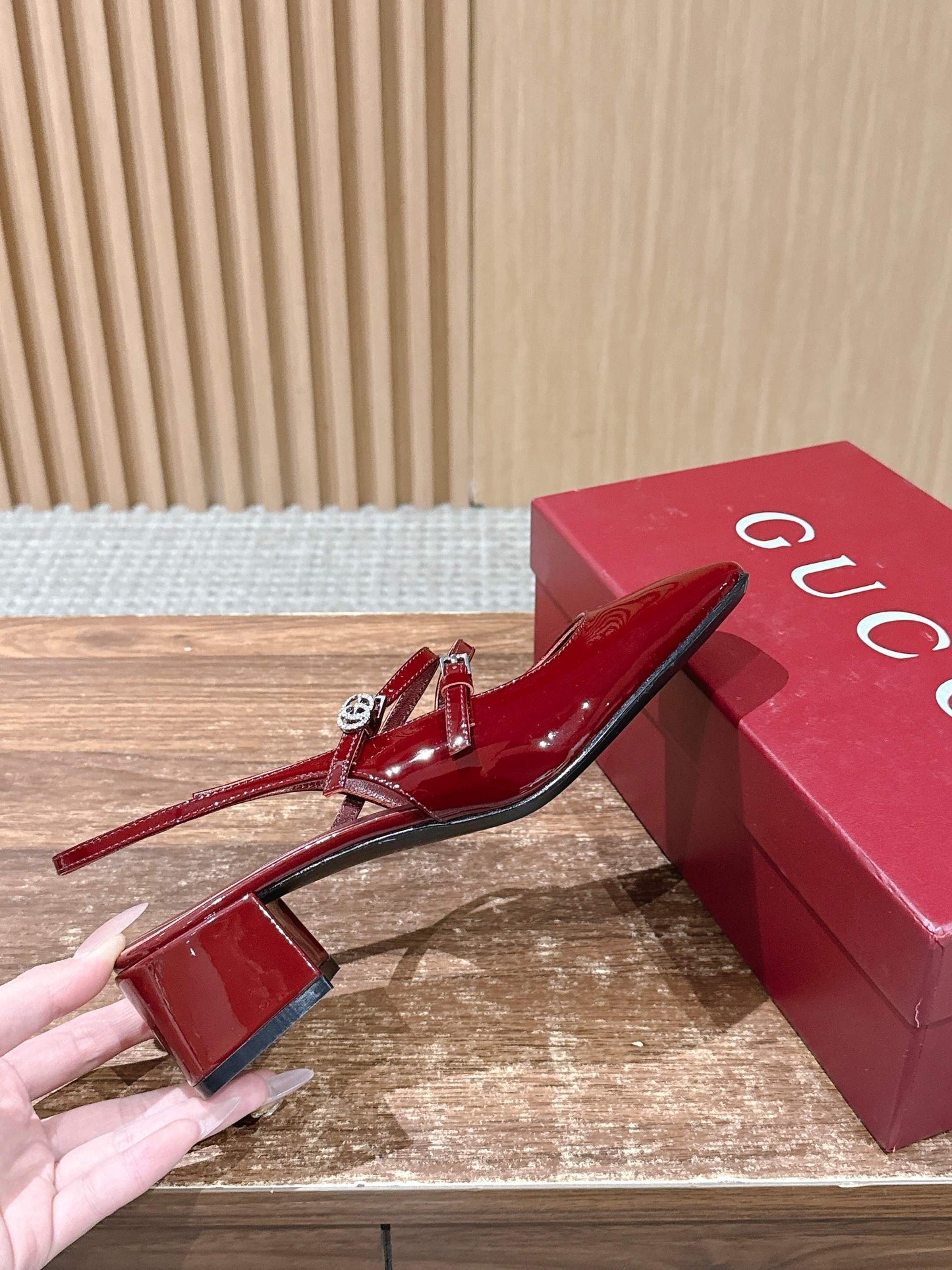 GUCCI 26S BLOCK-HEEL SLINGBACK PUMPS 45 MM IN RED CALFSKIN