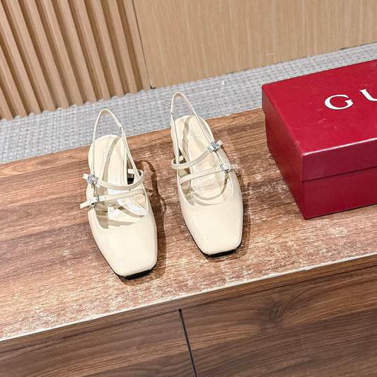 GUCCI 26S ТУФЛІ-СЛІНГБЕКИ НА БЛОЧНОМУ КАБЛУКУ 45 ММ З ТЕЛЯЧОЇ ШКІРИ КРЕМОВО-БЕЖЕВОГО КОЛЬОРУ