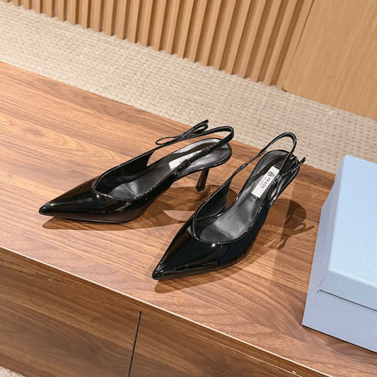 Туфлі-слінгбеки PRADA 26S з чорної лакованої телячої шкіри