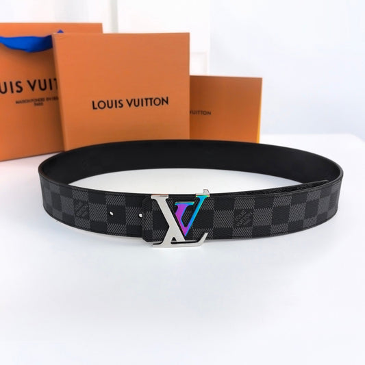 LV LARGE 40MM PYRAMIDE BELT BLACK DAMIER MONOGRAM CALFSKIN METAL HARDWARE - 30