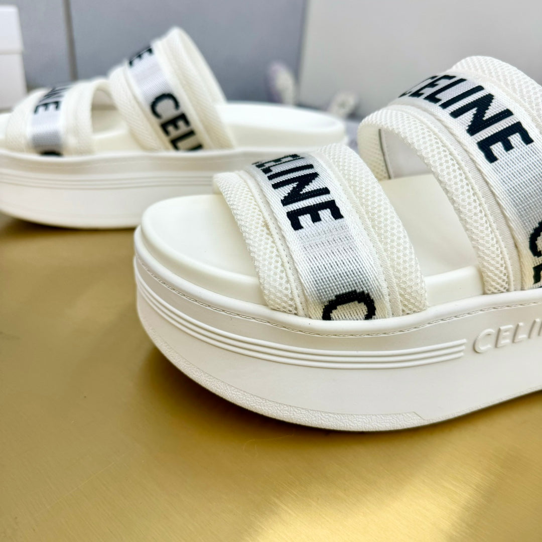 WHITE BLOCK SLIDE MESH NYLON AND TEXT WITH JACQUARD - 35