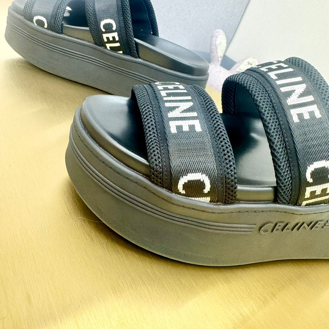 BLACK BLOCK SLIDE MESH NYLON AND TEXT WITH JACQUARD - 35