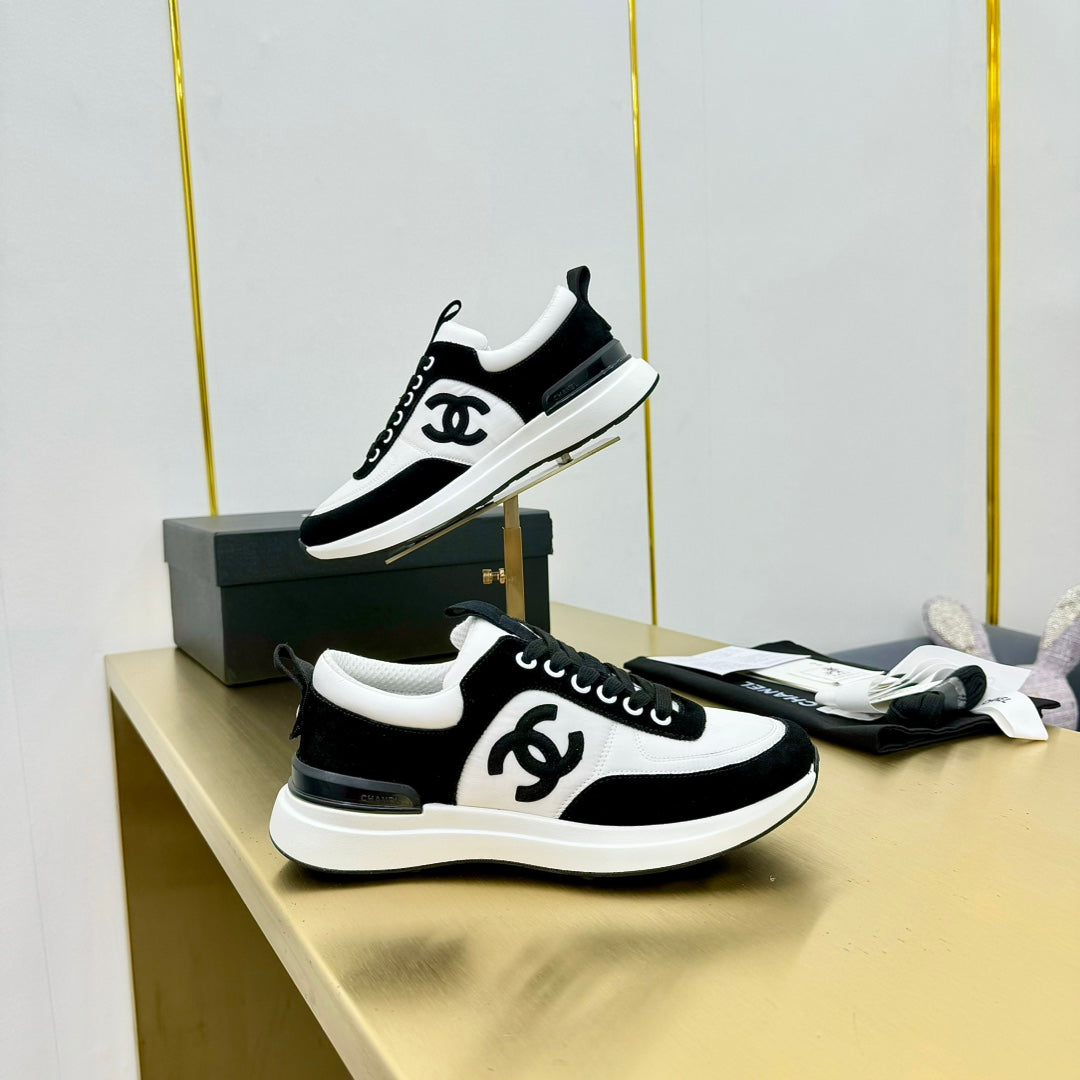 CLASSIC TRAINER IN BLACK MIX WHITE MERCERIZED VELVET - 35