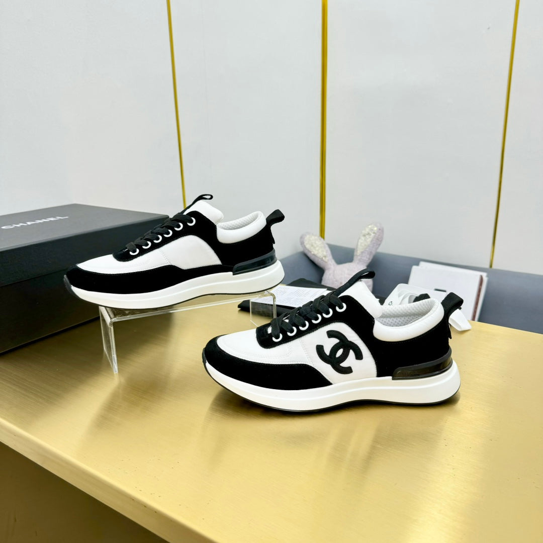 CLASSIC TRAINER IN BLACK MIX WHITE MERCERIZED VELVET - 35