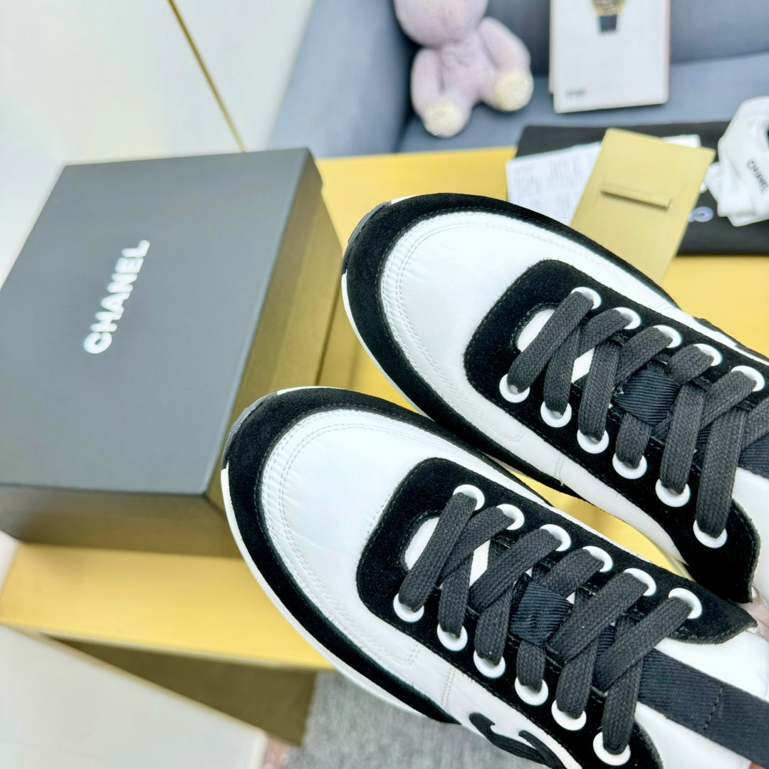 CLASSIC TRAINER IN BLACK MIX WHITE MERCERIZED VELVET - 35