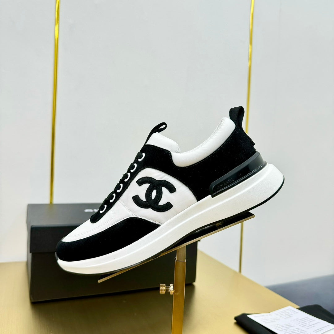 CLASSIC TRAINER IN BLACK MIX WHITE MERCERIZED VELVET - 35