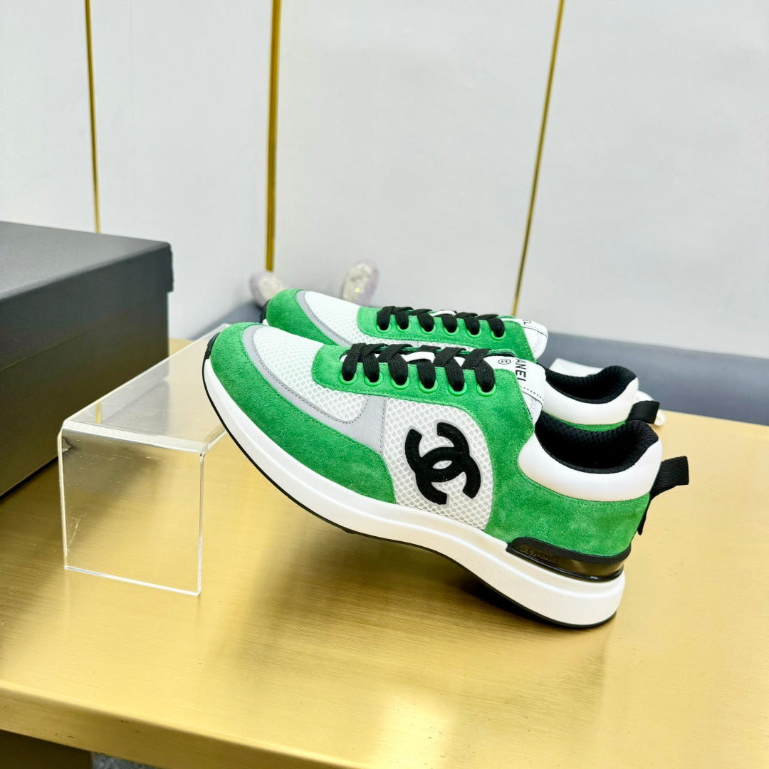 CLASSIC TRAINER IN GREEN MIX WHITE MERCERIZED VELVET - 35