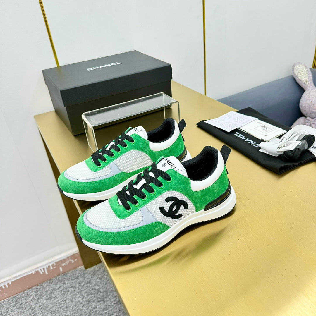 CLASSIC TRAINER IN GREEN MIX WHITE MERCERIZED VELVET - 35
