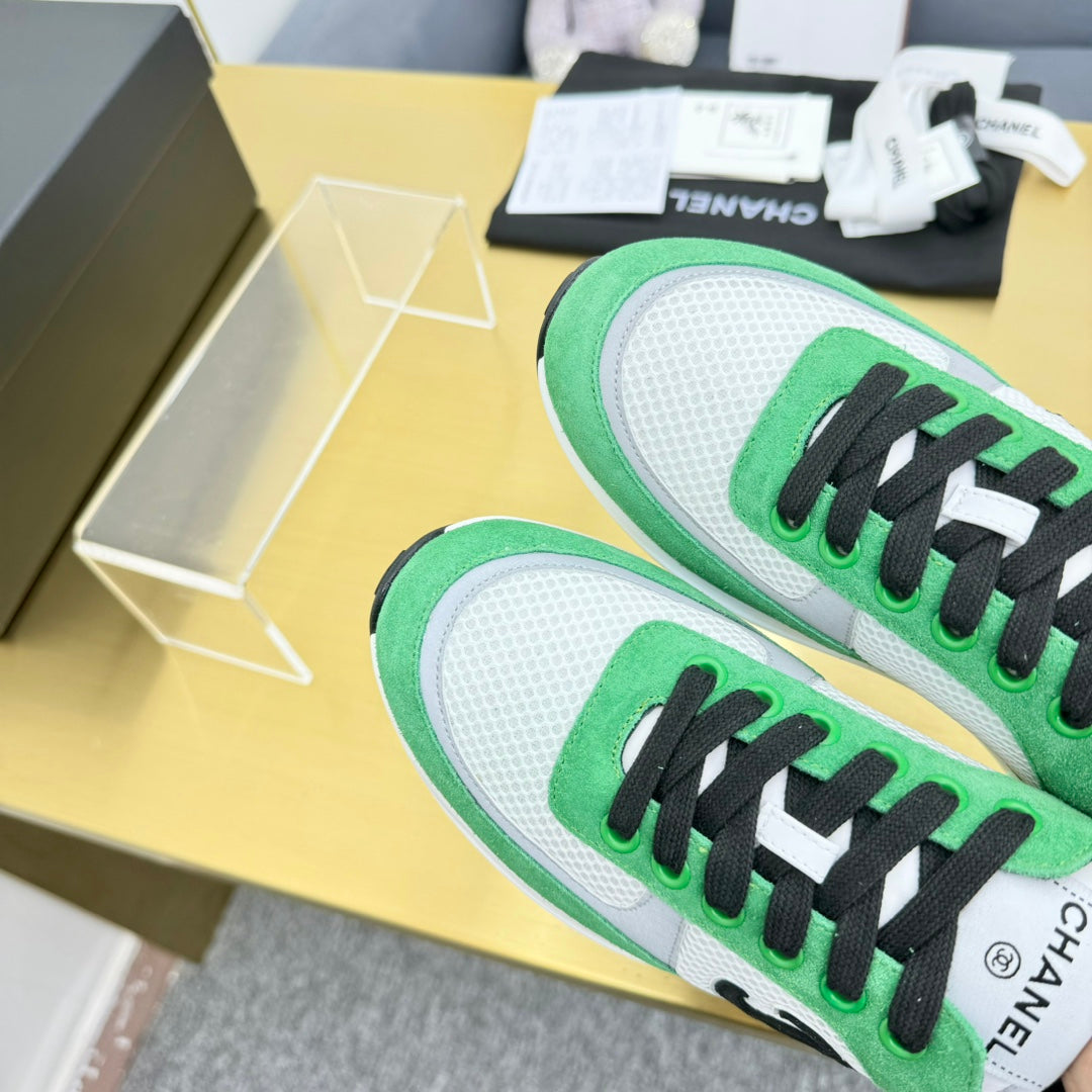 CLASSIC TRAINER IN GREEN MIX WHITE MERCERIZED VELVET - 35