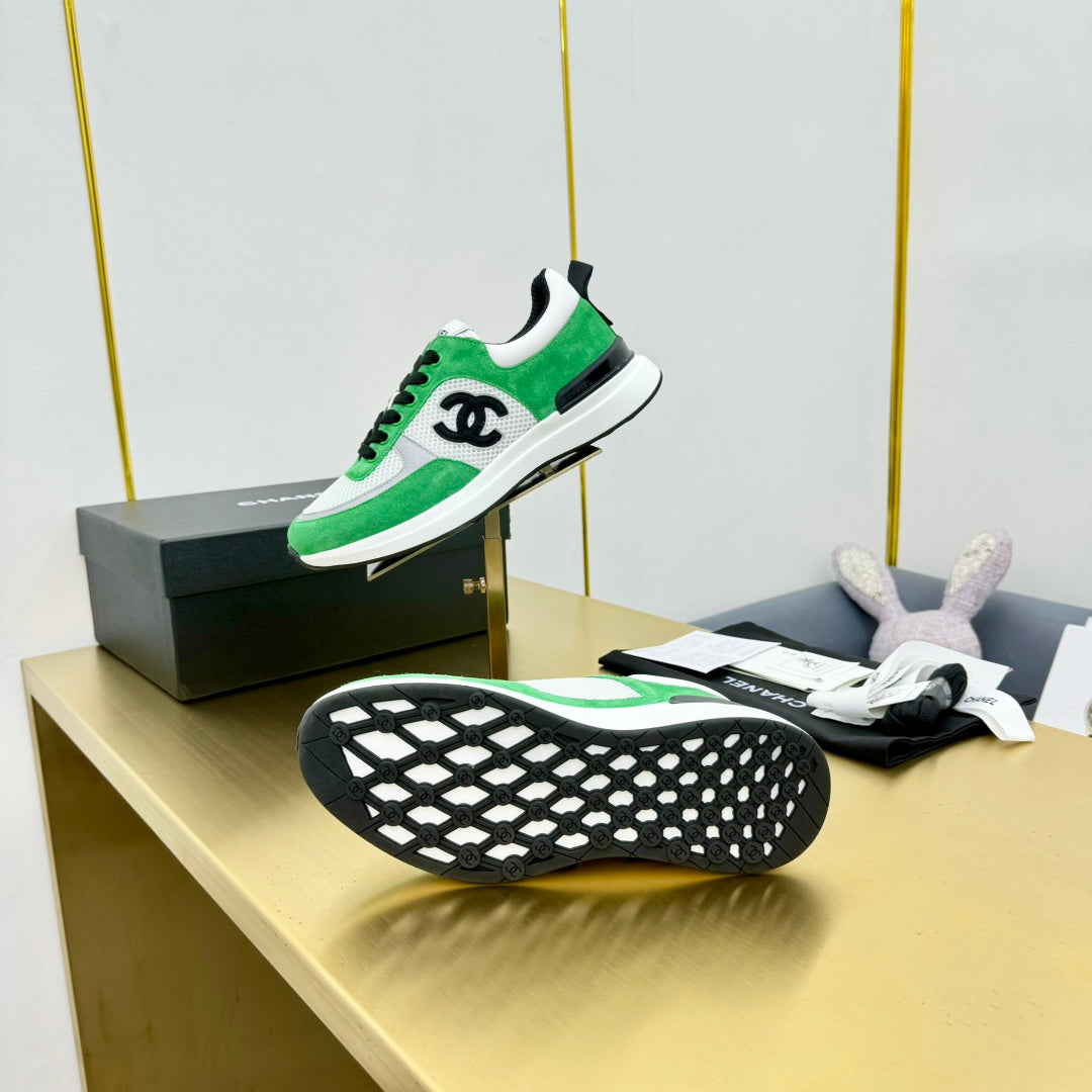CLASSIC TRAINER IN GREEN MIX WHITE MERCERIZED VELVET - 35