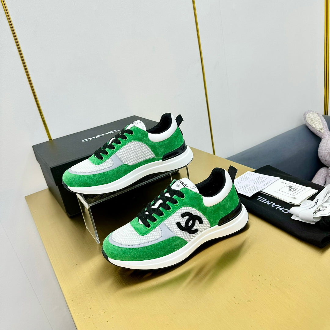 CLASSIC TRAINER IN GREEN MIX WHITE MERCERIZED VELVET - 35