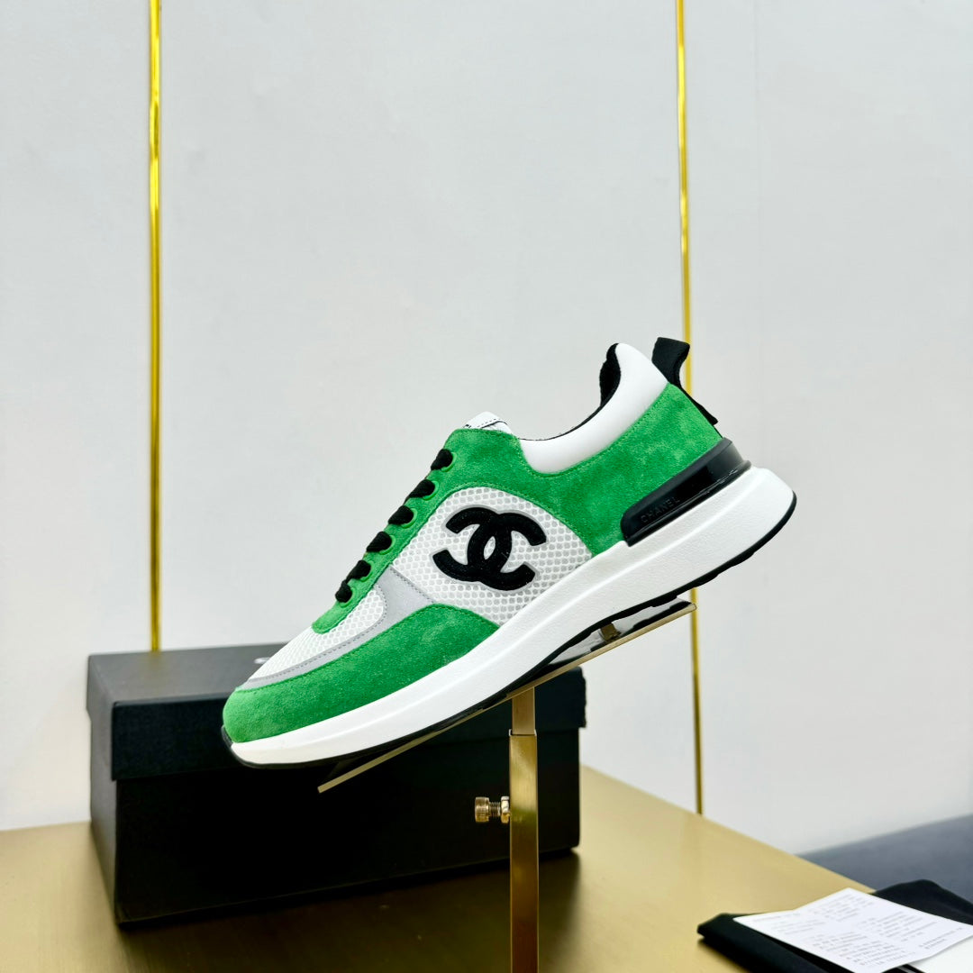 CLASSIC TRAINER IN GREEN MIX WHITE MERCERIZED VELVET - 35