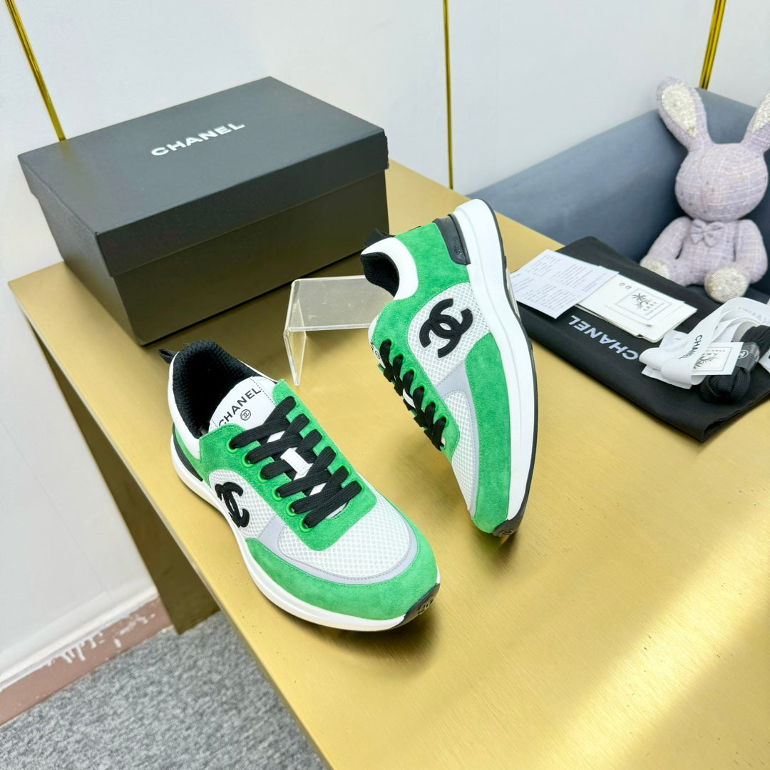 CLASSIC TRAINER IN GREEN MIX WHITE MERCERIZED VELVET - 35